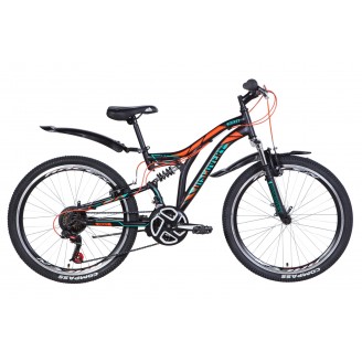 Велосипед DISCOVERY ROCKET 24" 15" 2021 Черно-оранжевый с бирюзовым (м)